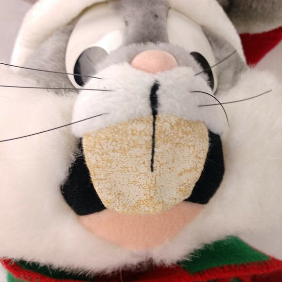 Vintage 90s Bugs Bunny Christmas Stocking 31in Looney Tunes Plush Warner Bros - Picture 3 of 12